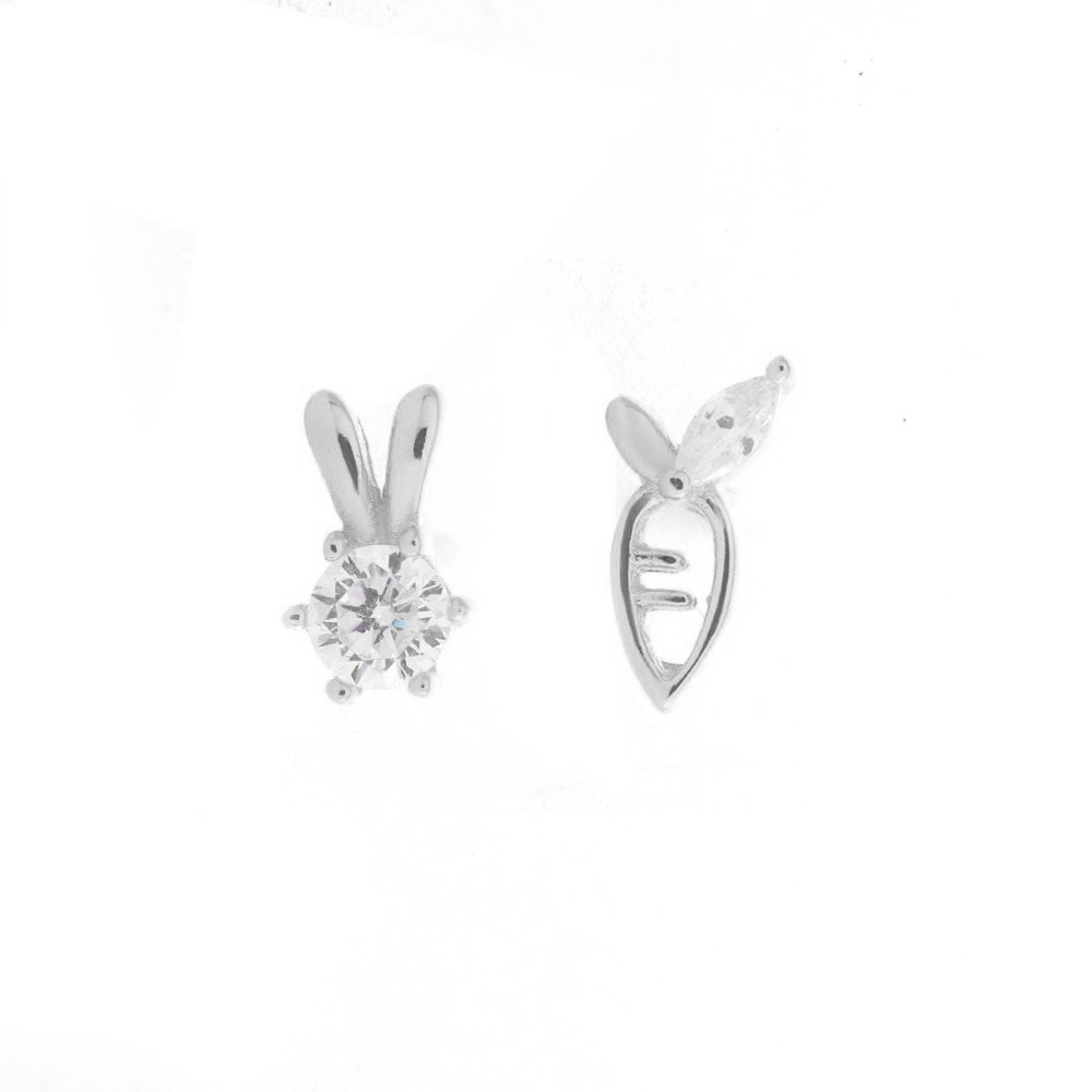 Silver Rabbit and Carrot Studs.
