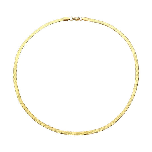 Gold snake chain necklace.