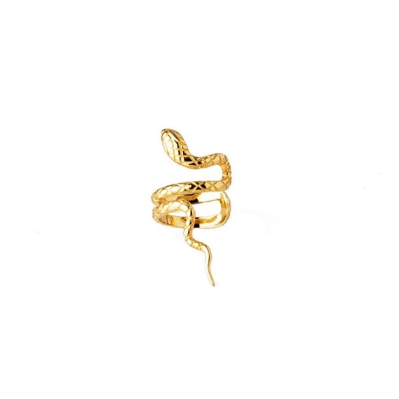Left Serpent Ear Cuff in gold.