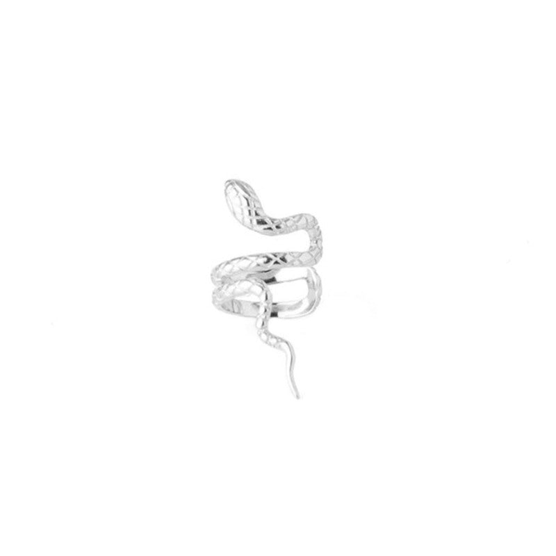 Left Serpent Ear Cuff in silver.