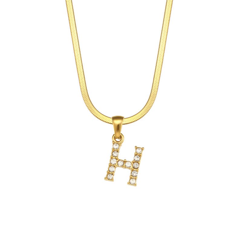 Letter H Initial Gold Necklace.