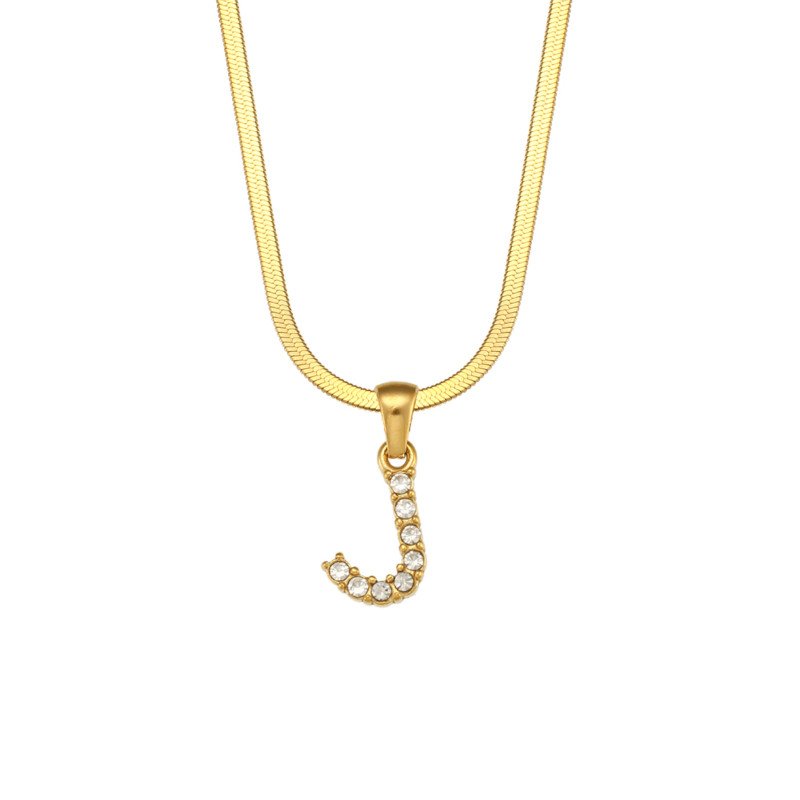 Letter J Initial Gold Necklace.