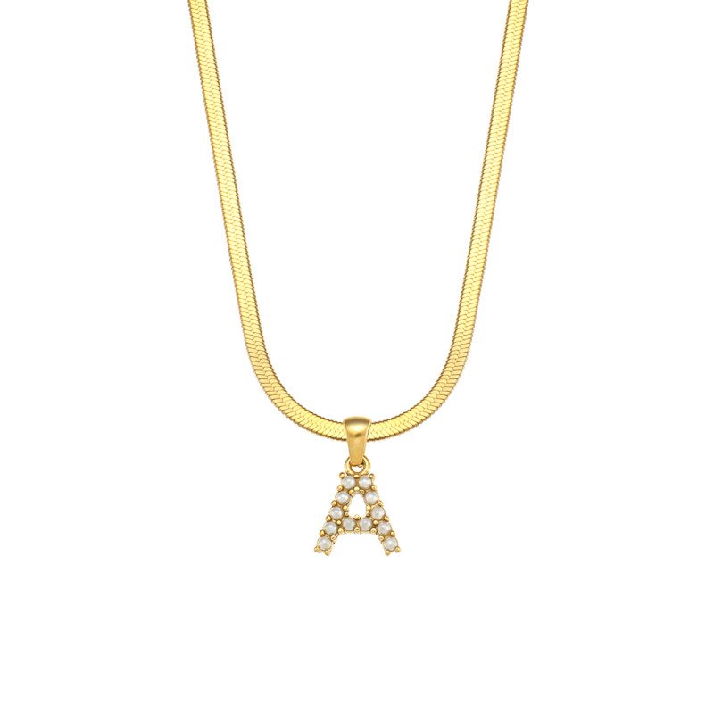 Letter A Pearl Initial Necklace