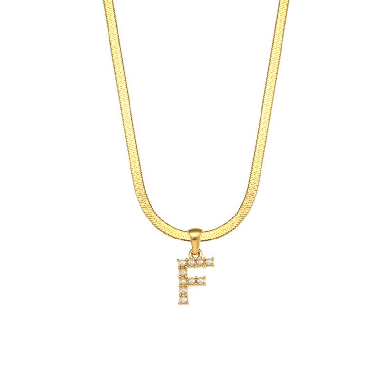 Letter F Pearl Initial Necklace