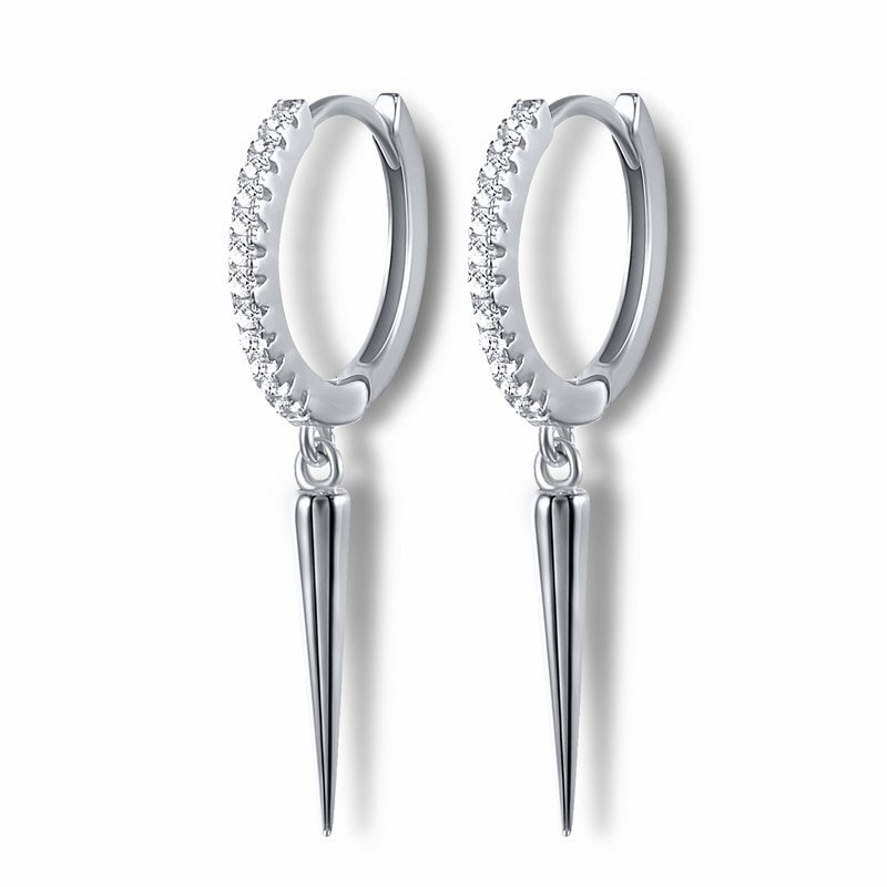 Silver Spike CZ Huggies.