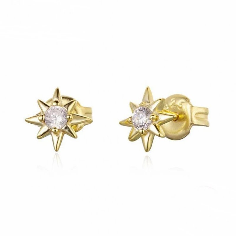 Star CZ Stud Earrings in gold.