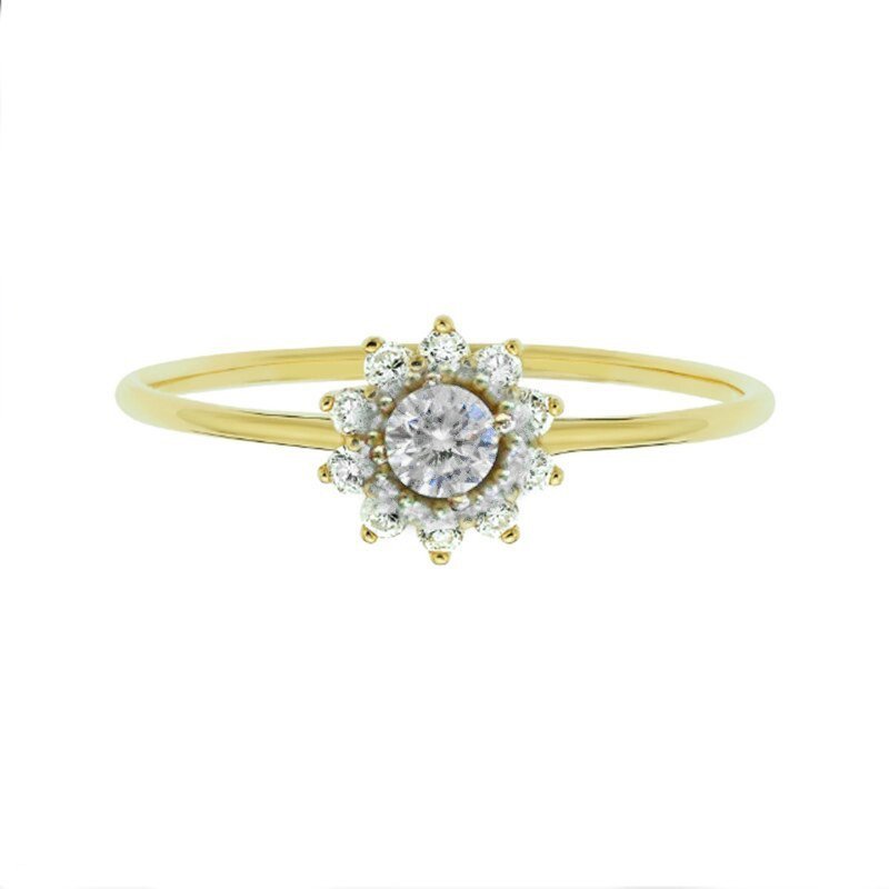 Gold Sunflower CZ Ring.