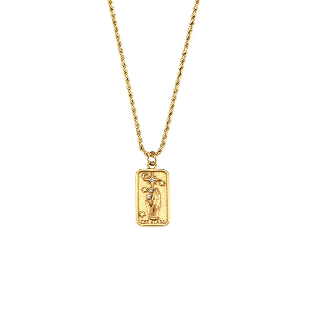 Gold Tarot Card Necklaces: The Stars.