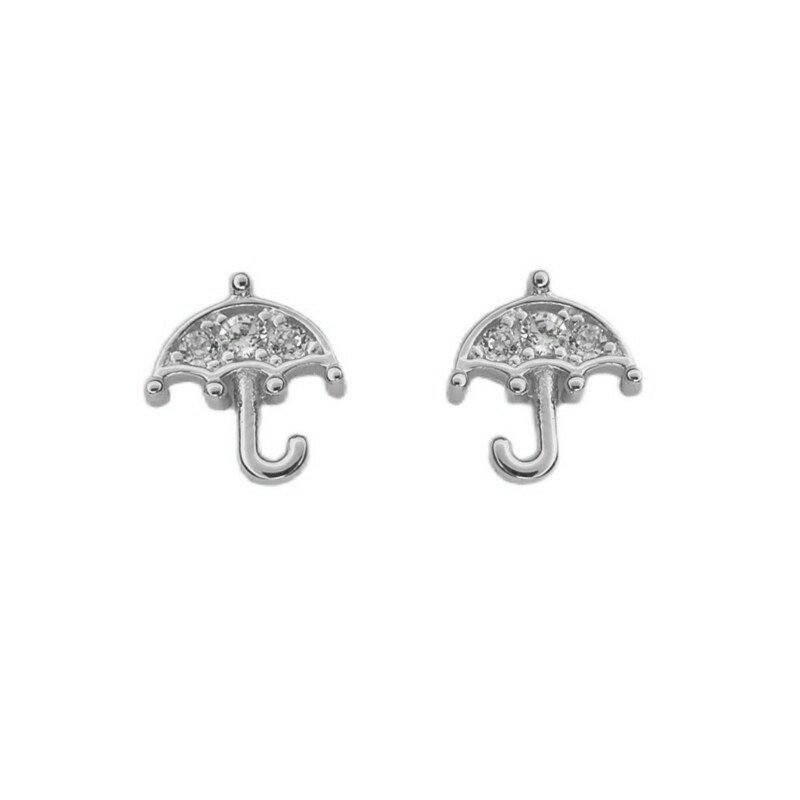 Silver Tiny CZ Umbrella Studs.