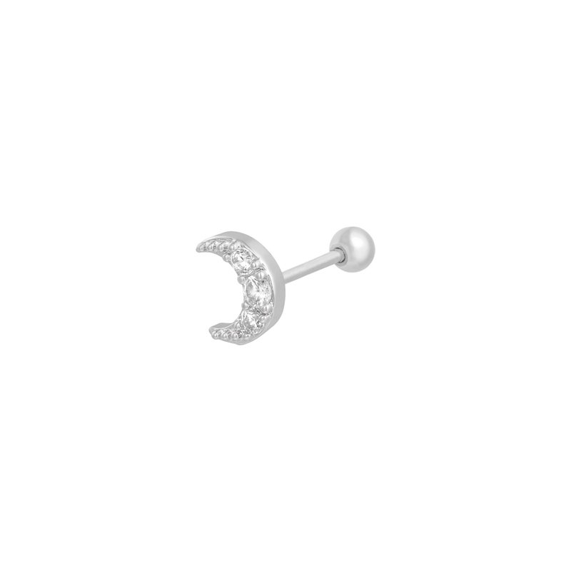 Tiny Moon Cartilage Stud in silver.