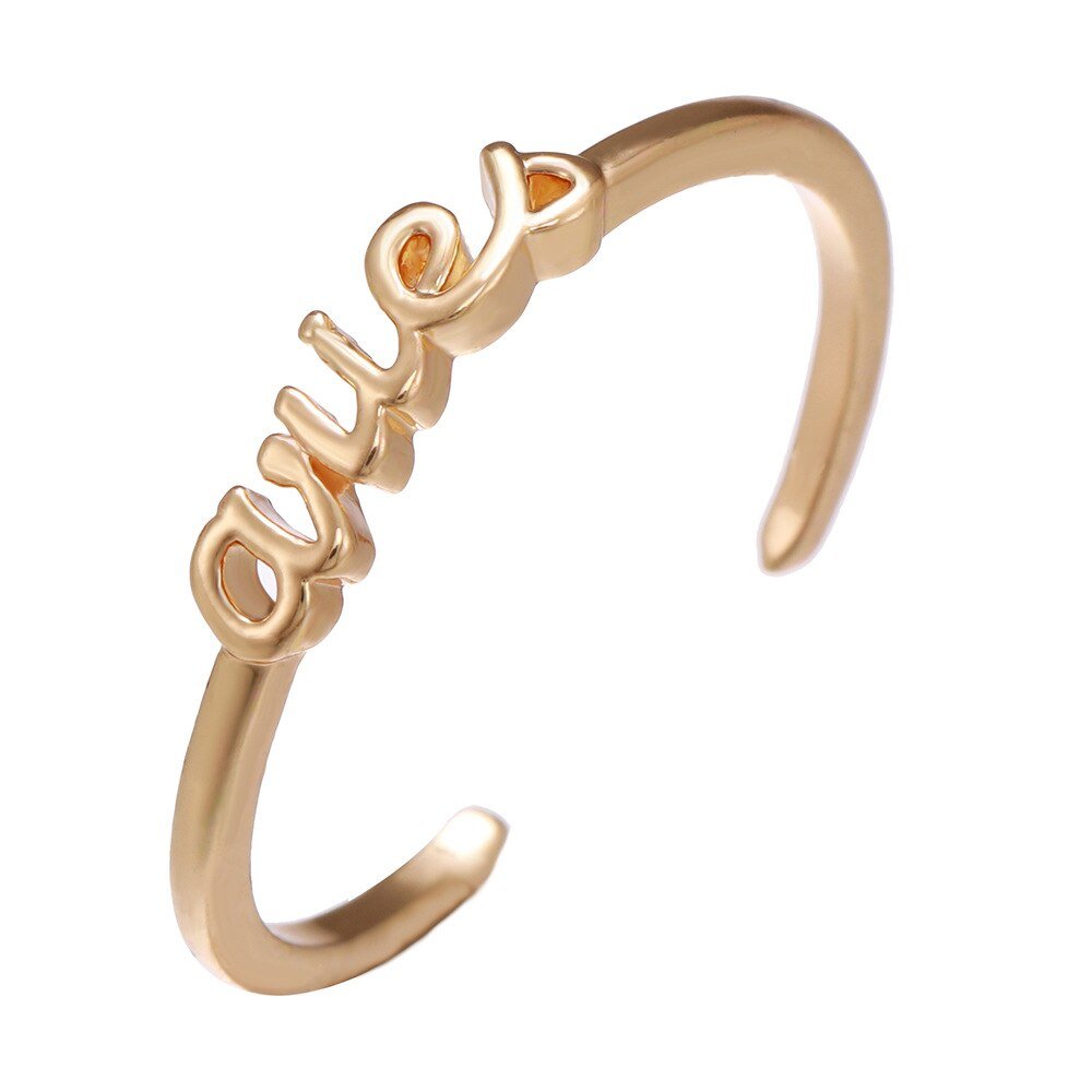 Aries Zodiac Name Ring in Gold.