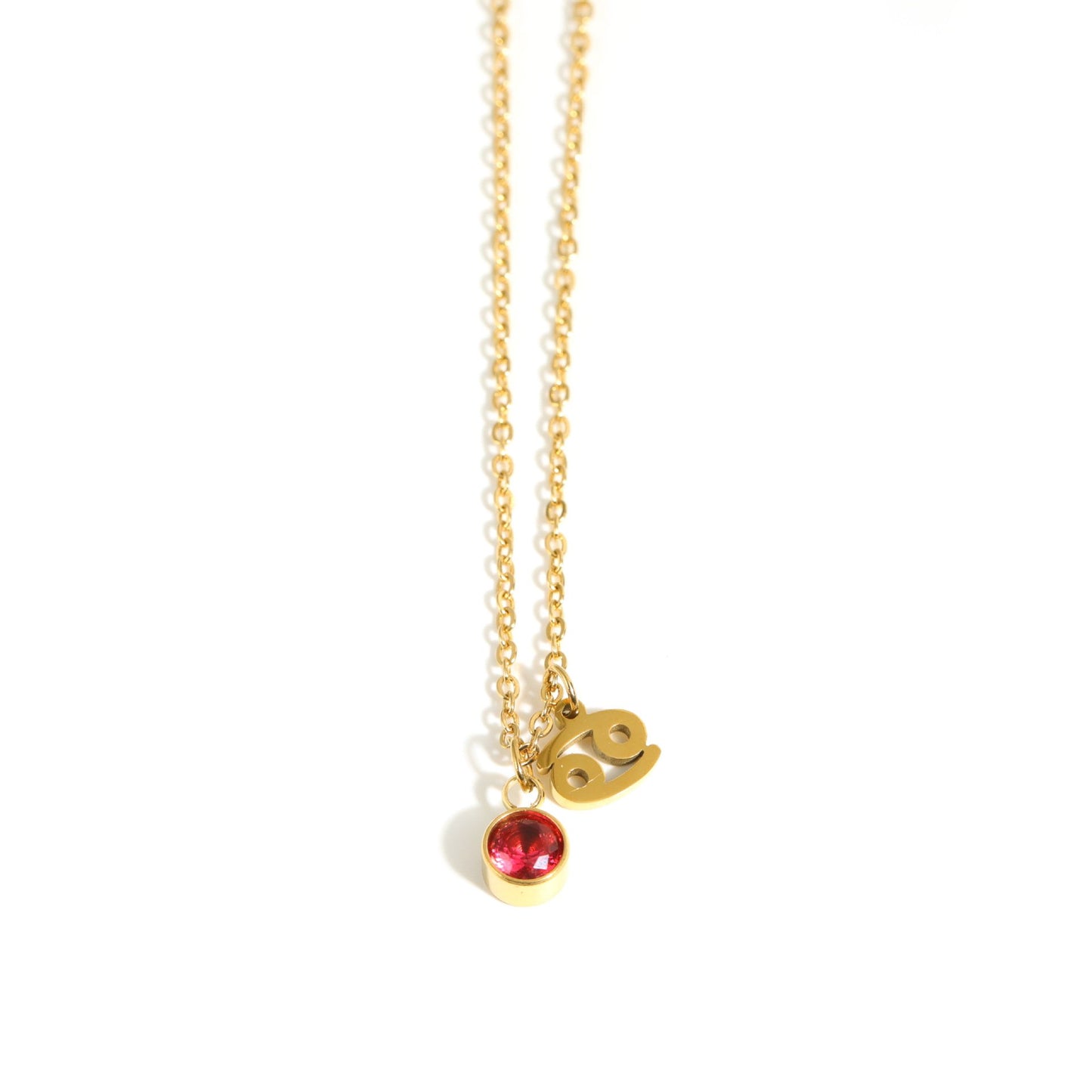 Cancer Zodiac Sign Birthstone Gold Necklace.