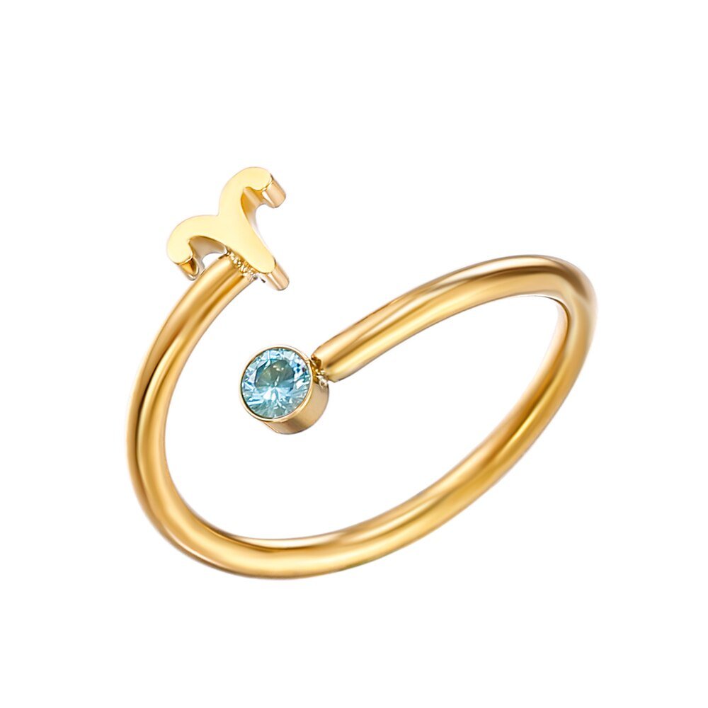 Aries Zodiac Sign Birthstone Gold Ring.