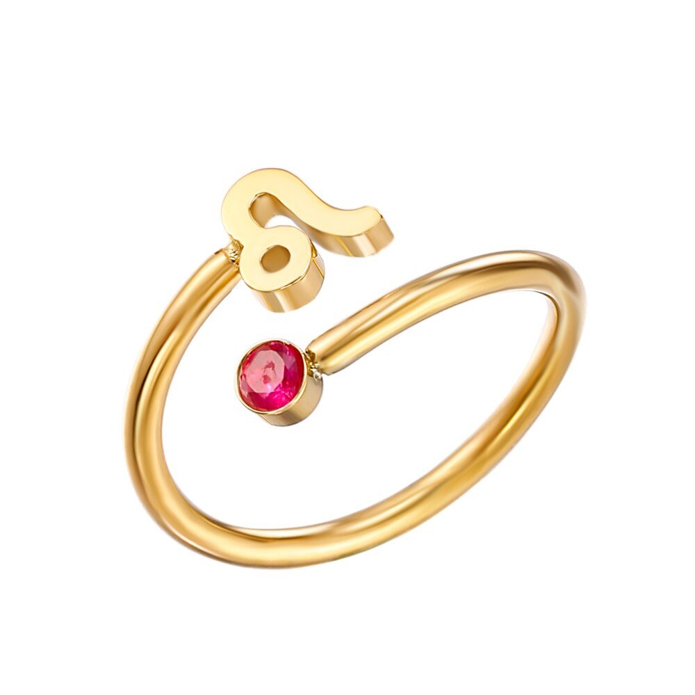 Leo Zodiac Sign Birthstone Gold Ring.