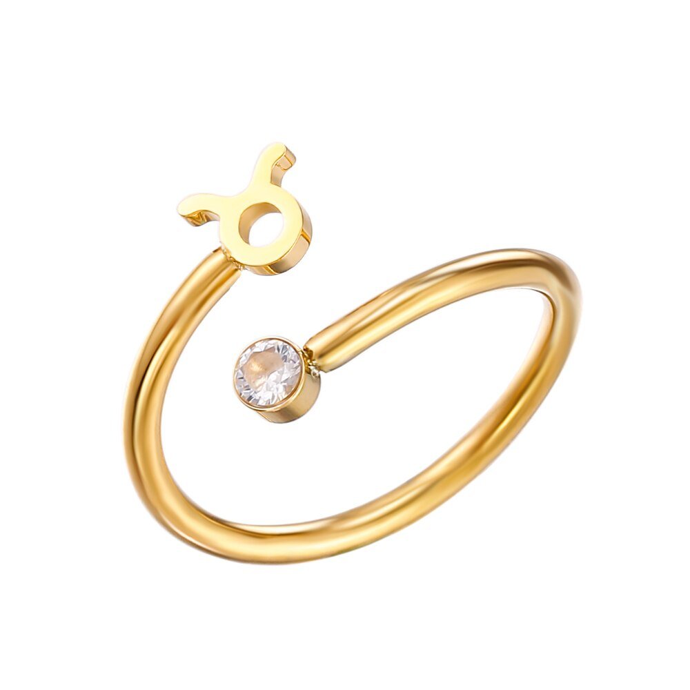 Taurus Zodiac Sign Birthstone Gold Ring.