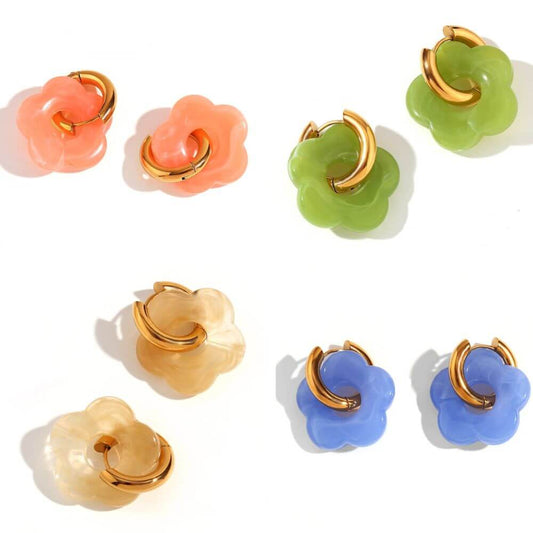 Acrylic Gold Flower Earrings.