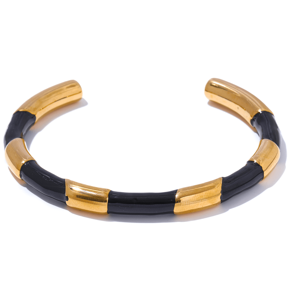 Black Enamel Gold Bangle.