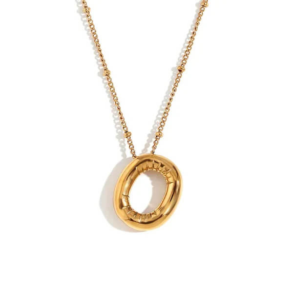 Gold Bubble Letter O Necklace.