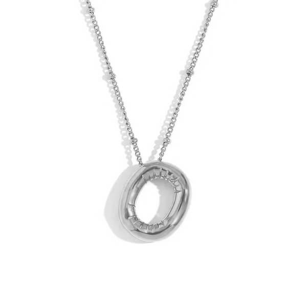 Silver Bubble Letter O Necklace.