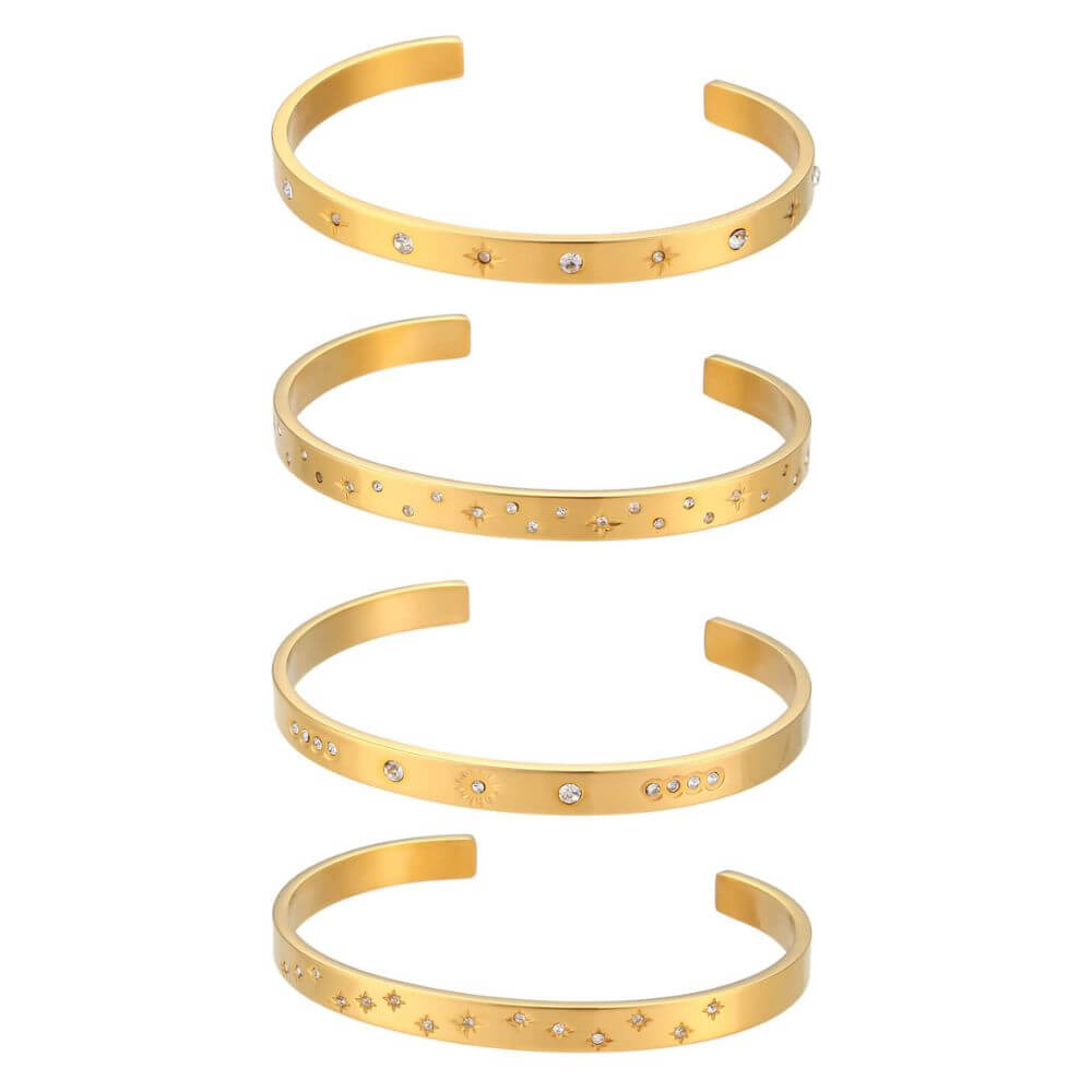 Celestial Gold Stacking Bracelets.