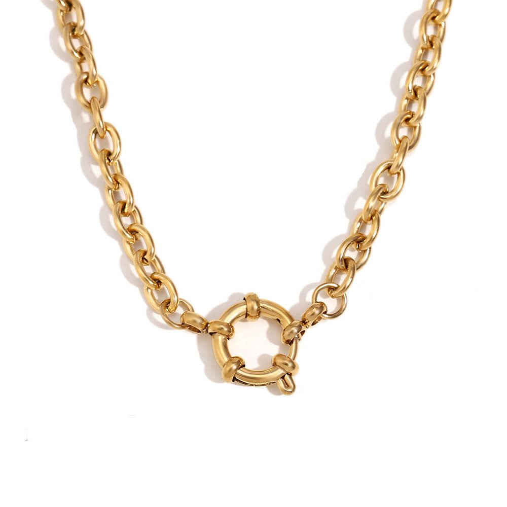 Front Clasp Gold O-Chain Necklace.