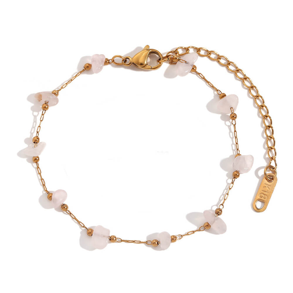 Quartz Gemstone Beaded Gold Bracelet.