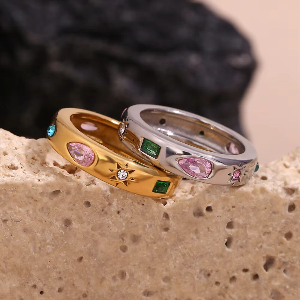 Gold and silver Gemstone Cluster Rings.