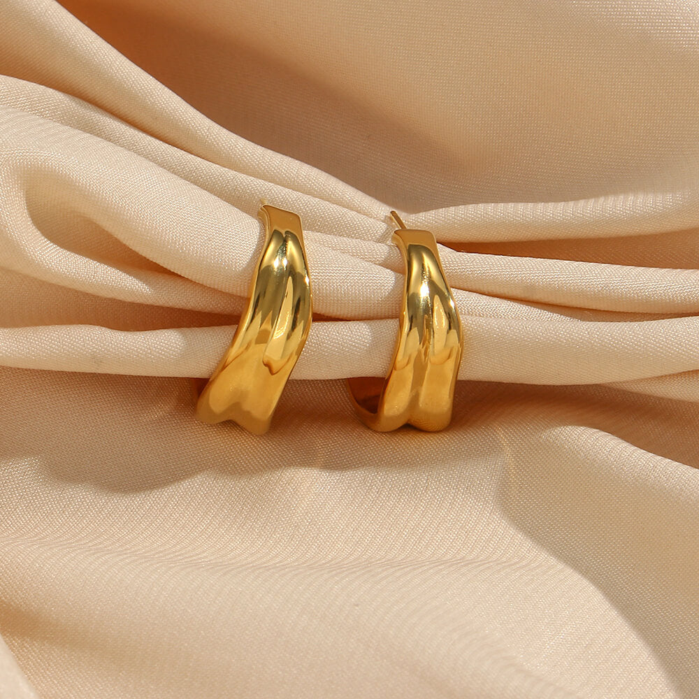 Front view of the classic gold hoop earrings.