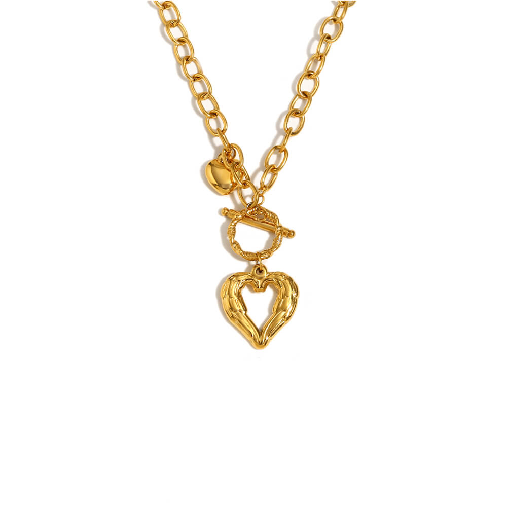 Heart Font Clasp Gold Necklace.