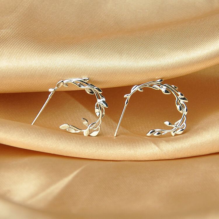 Closeup of the silver Mistletoe Hoops.