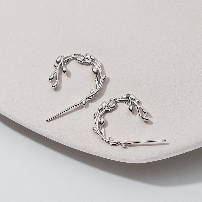 Silver leaf beanch hoops.