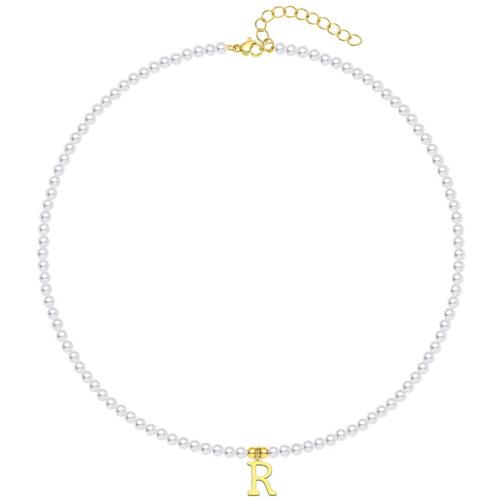 Pearl Initial Gold Necklace R.