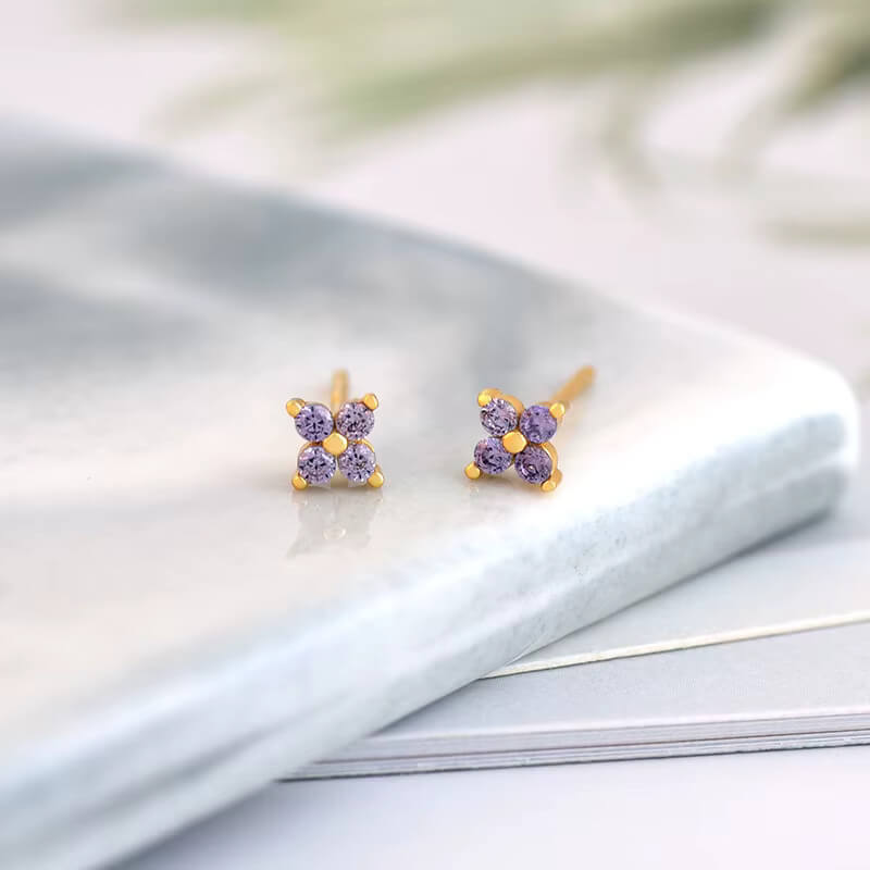 Front view of the Sparkling Lilac Flower Studs.