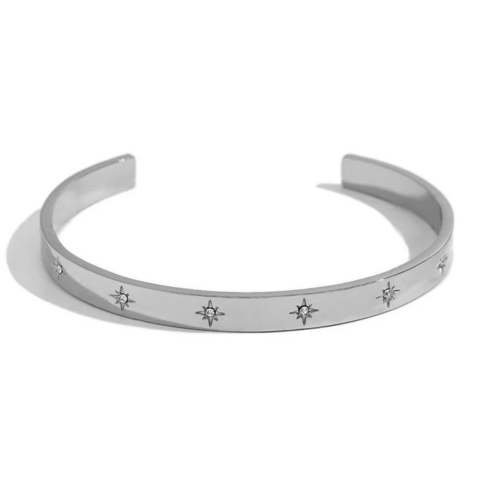 Silver Star CZ Cuff Bracelet.