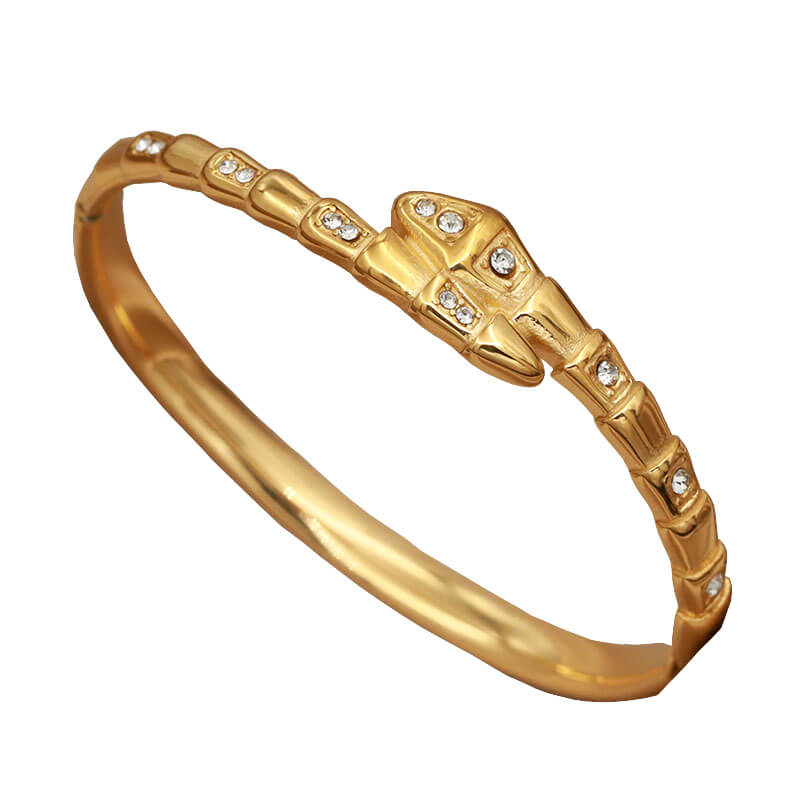 Gold CZ Snake Bangle.