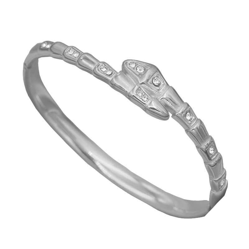 Silver CZ snake bangle.