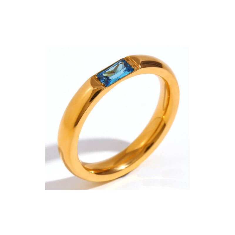 December Birthstone CZ Gold Ring Band.