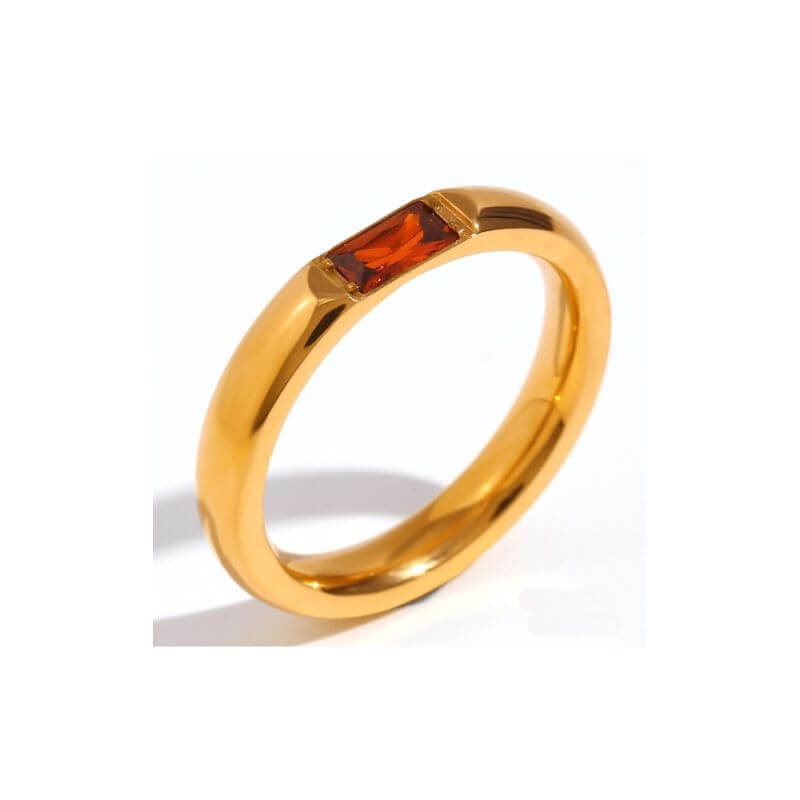 January Birthstone CZ Gold Ring Band