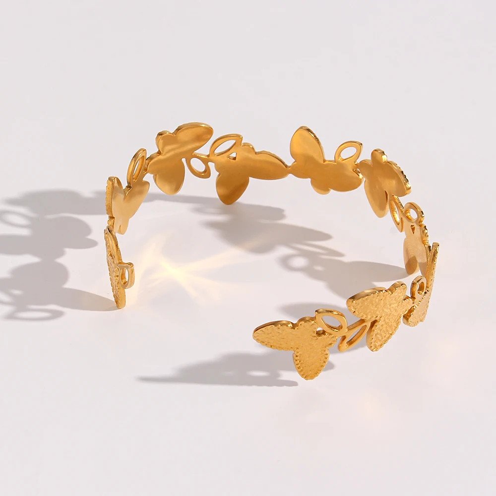 Back view of the Butterfly Gold Cuff Bracelet.
