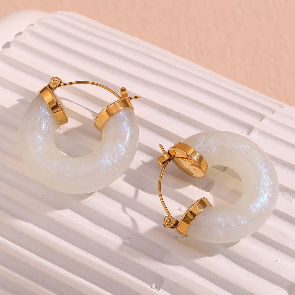 Shimmer white Chunky Acrylic Hoops.