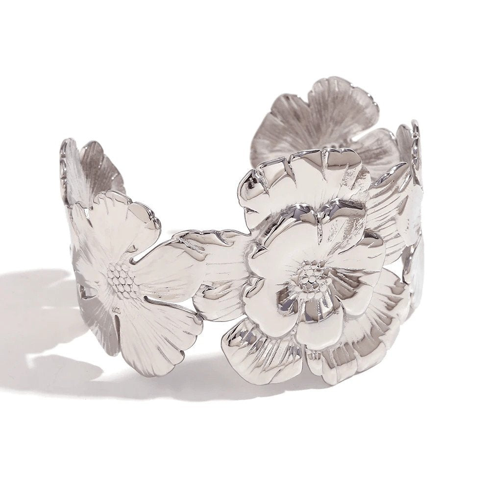 Silver Flower Cluster Cuff.