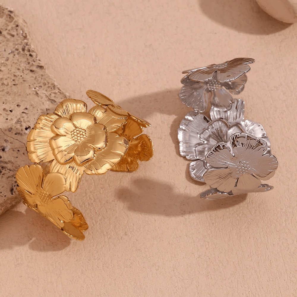 Gold and silver Flower Cluster Cuff.