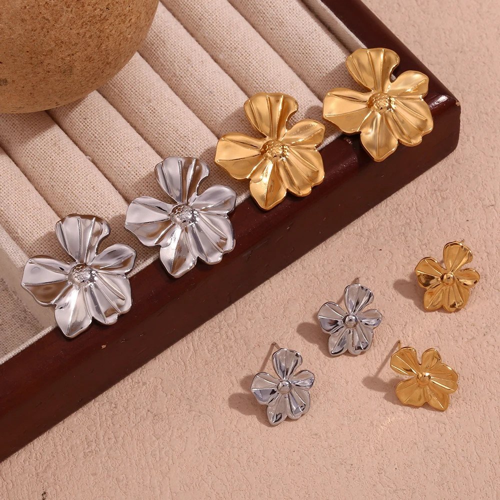 Large and small Flower Statement Earrings.