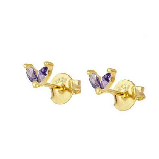 Gold Lilac Marquise Studs.