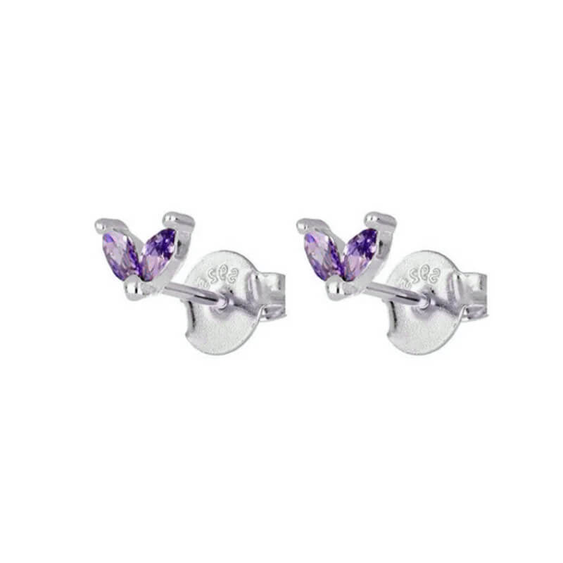 Silver Lilac Marquise Studs.