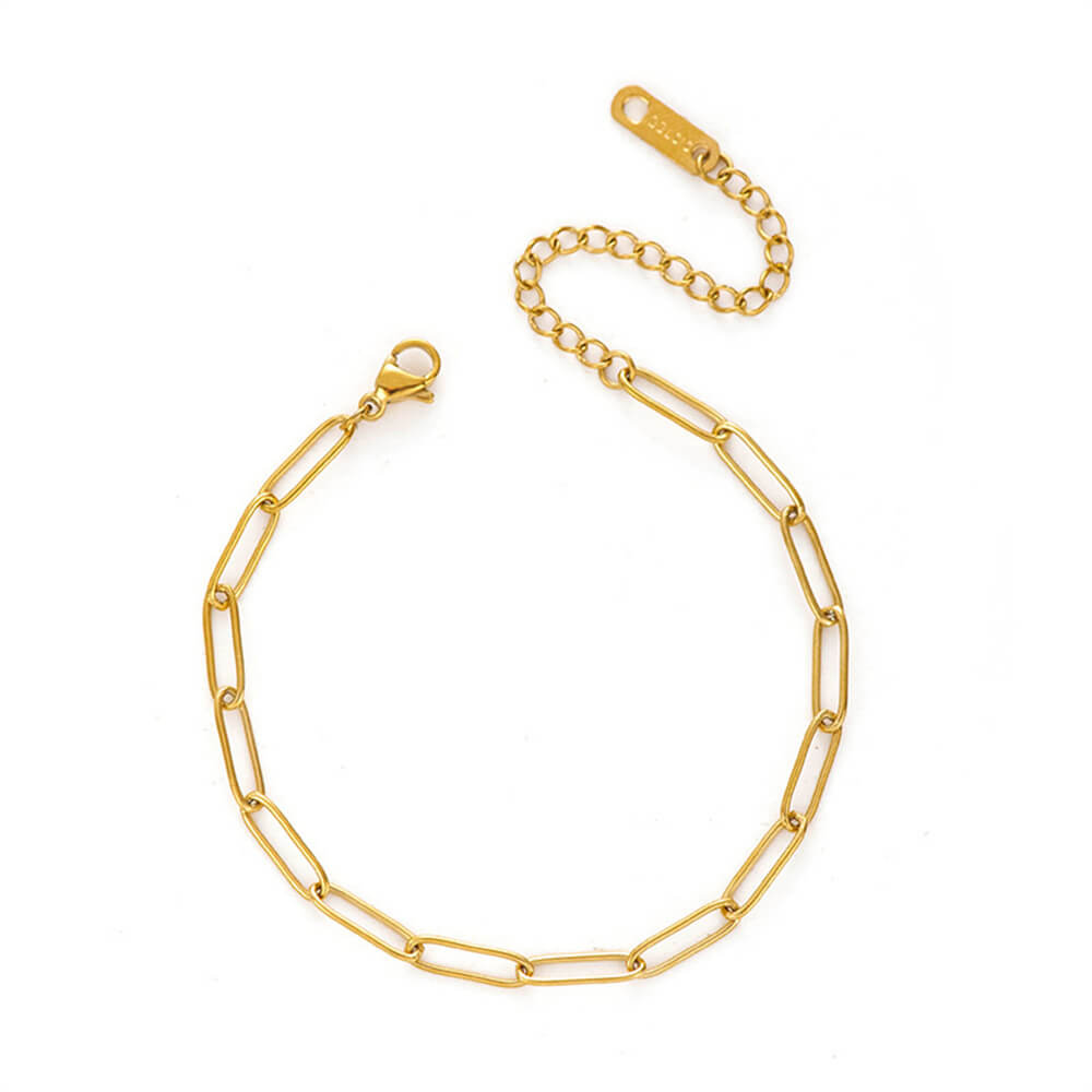 Gold Paperclip Chain Bracelet.