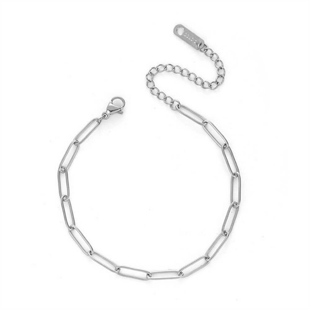 Silver Paperclip Chain Bracelet.