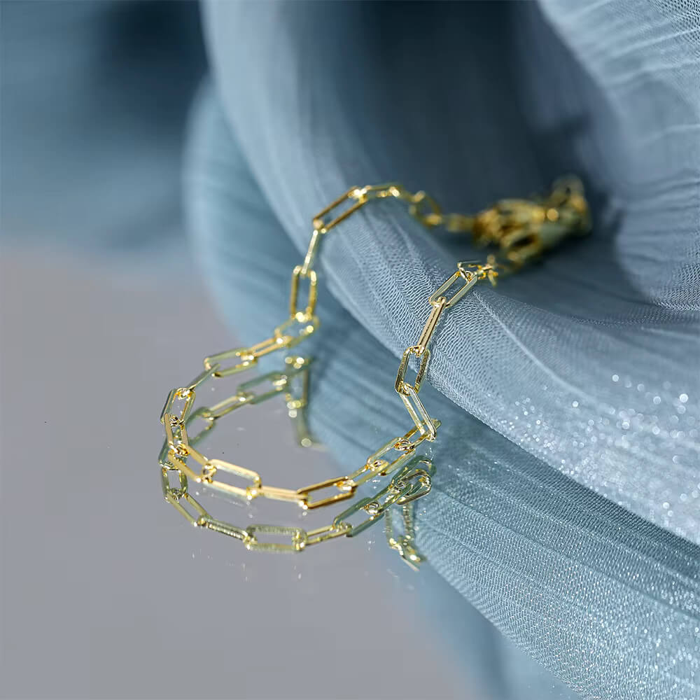 Closeup of the Paperclip Chain Bracelet.