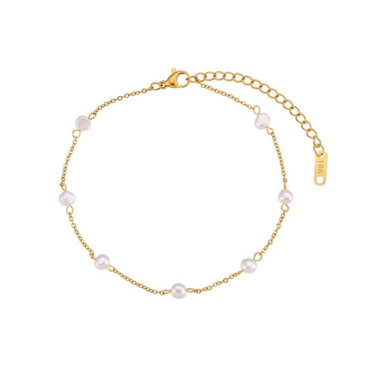 Pearl Chain Gold Anklet.