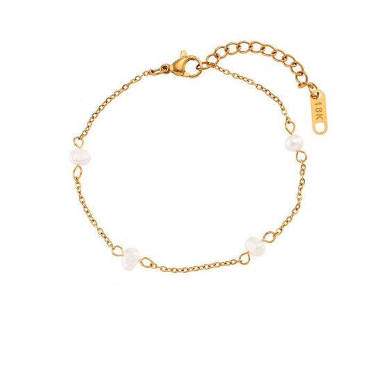 Pearl Chain Gold Bracelet.